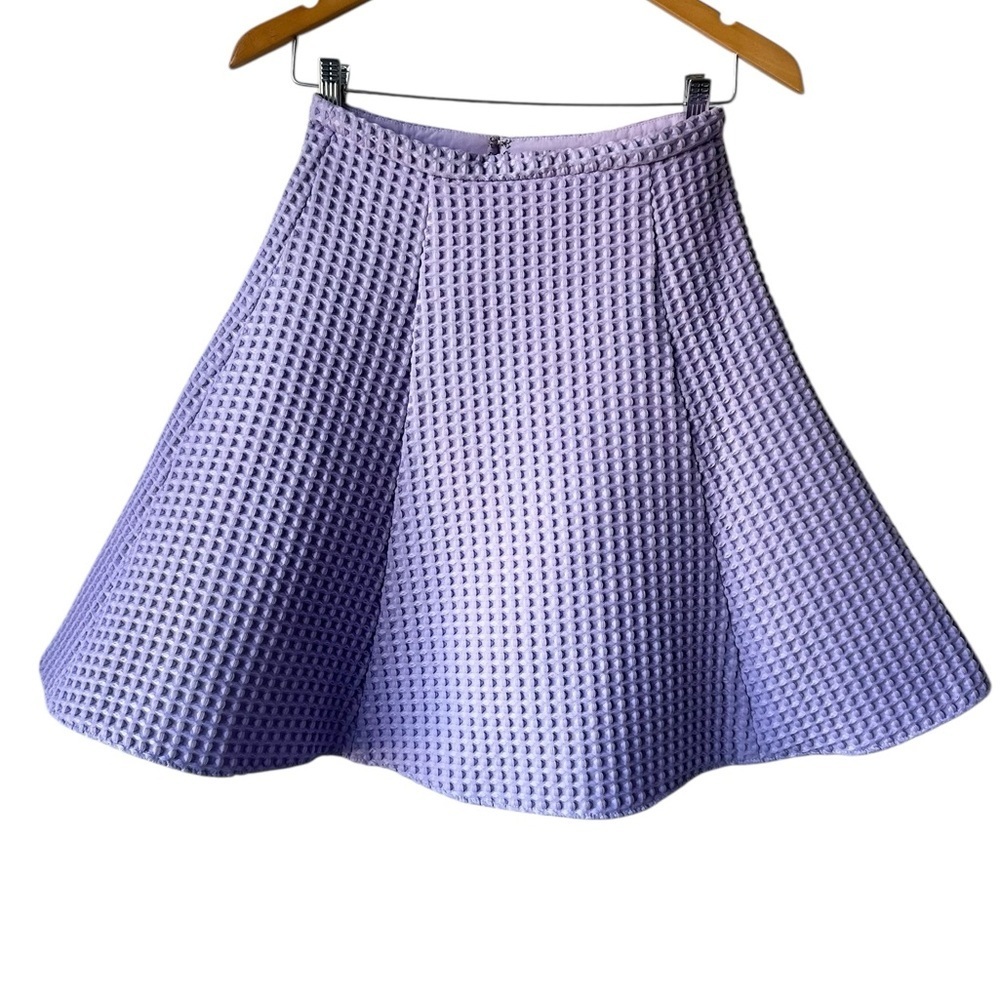 Mac Duggal Lavender Waffle Knit Textured Skater Skirt